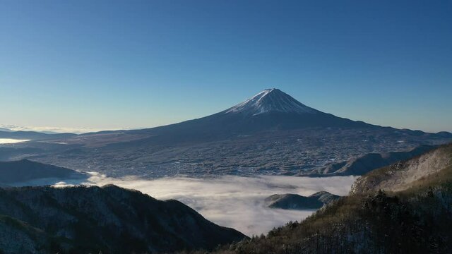 富士山と雲海　新道峠　空撮