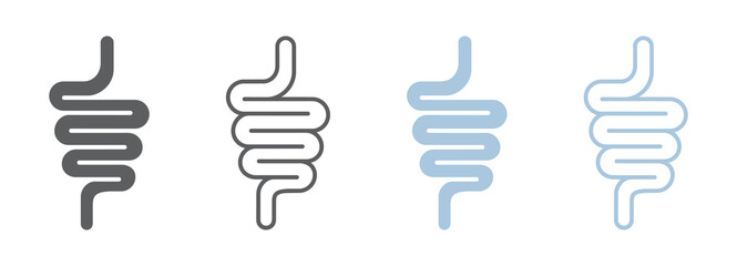 Intestinal tract set icon isolated on white background