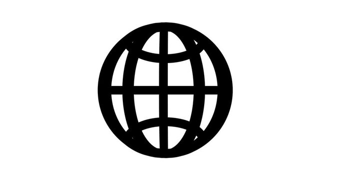 2d animation of globe planet earth in outline design 