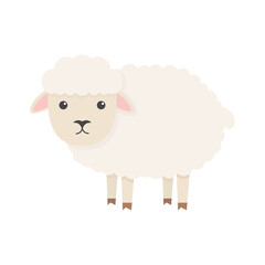 Cute sheep character. Cartoon farm animal. Vector illsutration isolated on white