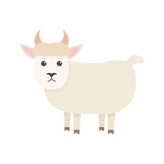 Cute goat character. Cartoon farm animal. Vector illsutration isolated on white