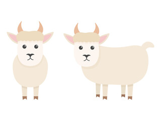 Cute goat character. Cartoon farm animal. Vector illsutration isolated on white