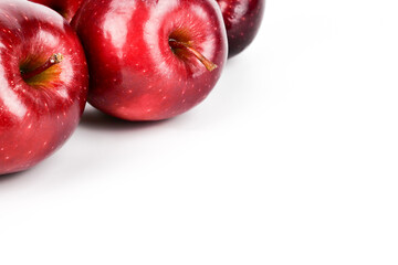 Fresh Red delicious apples with drops of water isolated on white background, Healthy fruit and Diet concept