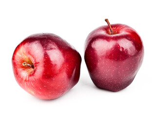 Fresh Red delicious apples with drops of water isolated on white background, Healthy fruit and Diet concept