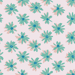 Vector prairie daisy floral seamless Repeat Pattern. Ideal for Summer Dresses and Blouses or Other Textile Projects.Seamless motif for wrapping, wallpaper, fabric, decoration print.