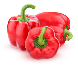 red bell pepper isolated on white background with clipping path.