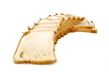 homemade toast wheat bread sliced isolated on white background.