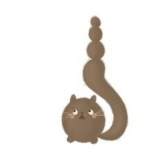 Nice, naughty round cat. children's illustration. sticker, fabric print, emblem