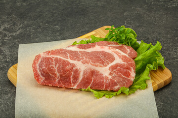 Raw pork meat neck steack