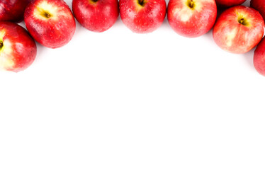Red apples pink lady (Malus domestica Cripps Pink) isolated on white background. Organic fruits for a healthy diet and lifestyle