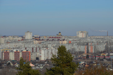 Fototapeta na wymiar View of the city of Volgograd from the height of Mamayev Kurgan