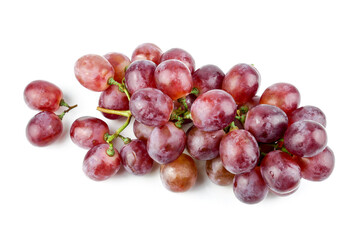 bunch of ripe and juicy red grapes isolated on white background