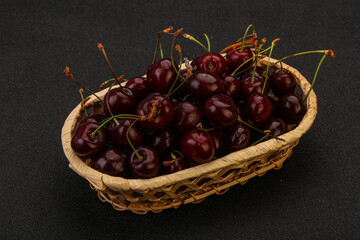 Sweet cherry in the basket