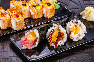 Japanese cuisine - sushi and roll set
