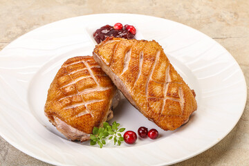 Roasted duck breast with sauce