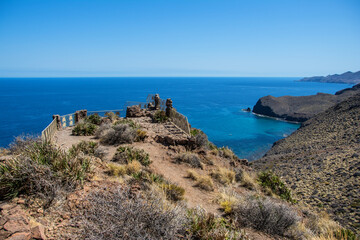 Fototapeta na wymiar Almería. Cabo de Gata. Zona Carboneras. Playas paradisíacas. 