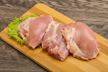 Raw chicken boneless and skinless leg