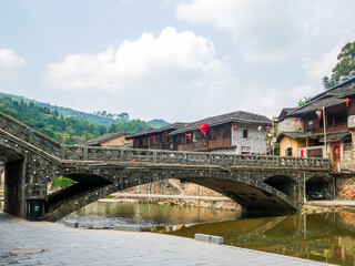Landscape of Taxia village ancestral hall,located in Tianloukeng tulou cluster hall,Fujian,China