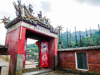 Fototapeta premium Landscape of Taxia village ancestral hall,located in Tianloukeng tulou cluster hall,Fujian,China