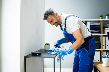 Professional Janitor Office Cleaning Service. Man