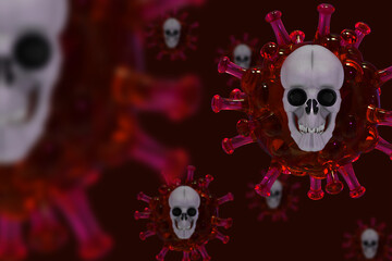 Coronavirus COVID-19 under the microscope, 3d illustration,Coronavirus outbreak and coronaviruses influenza background  as a 3D render concept arts, Coronavirus Text box.