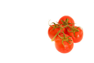 Fresh organic tomatoes isolated on white background. Healthy vegetables.