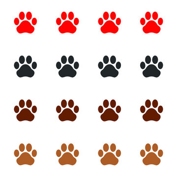 Dog paw set vector footprint logo icon graphic symbol illustration french bulldog bear cat cartoon