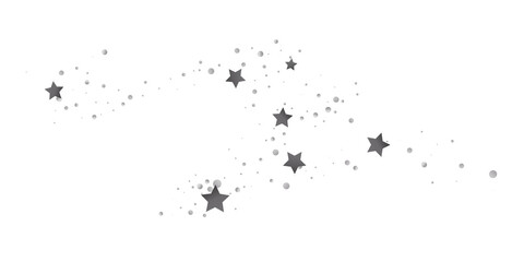 Silver star of confetti. Falling stars on a white background.