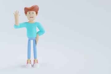 3D illustration character happy man isolated on white background