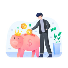 Businessman save using piggy banks