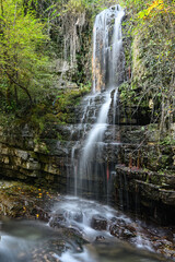 Fototapeta na wymiar View of the Kouiassa waterfall at the Tzoumerka mountains in Epirus, Greece