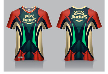 Esport gaming t shirt jersey template, uniform, front and back view © janasstudios