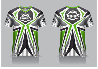 Esport gaming t shirt jersey template, uniform, front and back view © janasstudios