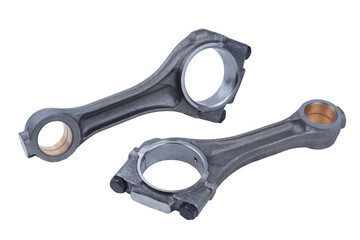 Two truck engine connecting rods isolated on white background