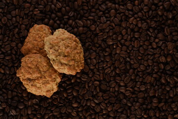 coffee beans on a table  cookies
