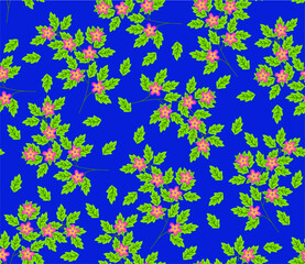 Fototapeta na wymiar Vector seamless pattern with small blue, pink and yellow flowers. Light floral background