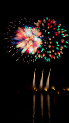 Fireworks for Celebration or Congratulations Holiday card 4th Fourth of July Blurred on purpose Oak...
