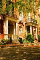 Fototapeta na wymiar Stately manors populate the Beacon Hill neighborhood of Boston