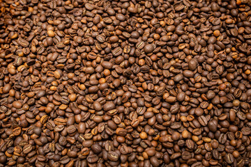 aromatic invigorating coffee beans after roasting