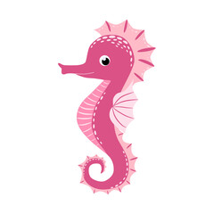Seahorse, Scandinavian style hippocampus, hand drawn, beautiful detailed