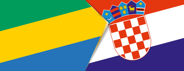 Gabon and Croatia flags, two vector flags.
