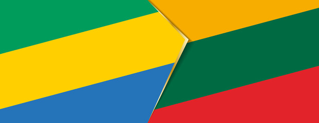 Gabon and Lithuania flags, two vector flags.