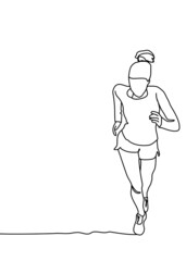 One continuous line drawing, a girl running