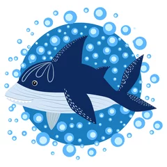 Badezimmer Foto Rückwand Cartoon shark scandinavian sea for print design. © MichiruKayo