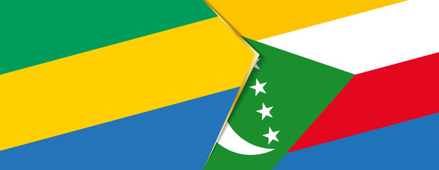 Gabon and Comoros flags, two vector flags.
