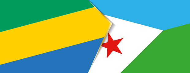 Gabon and Djibouti flags, two vector flags.