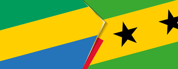Gabon and Sao Tome and Principe flags, two vector flags.