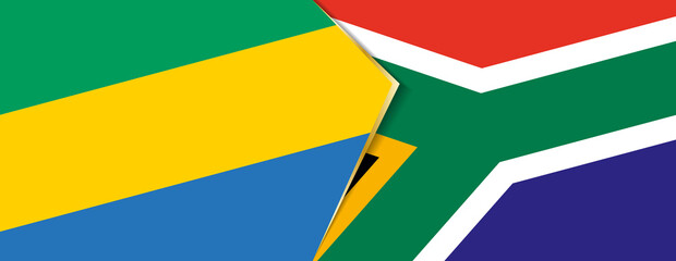 Gabon and South Africa flags, two vector flags.