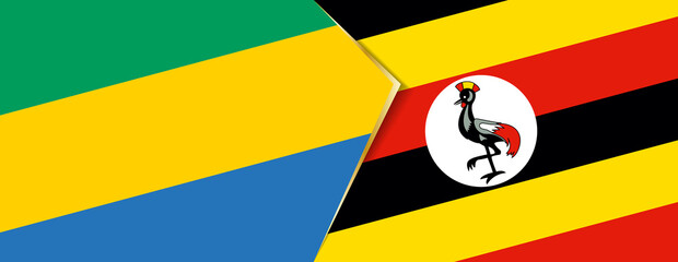 Gabon and Uganda flags, two vector flags.