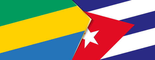Gabon and Cuba flags, two vector flags.